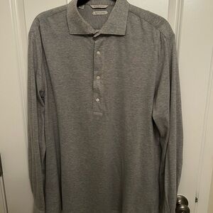 Suitsupply Light Gray Long Sleeve Polo
